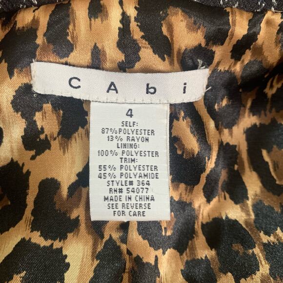 CAbi Size 4 Women's Pinstripe Blazer Jacket  Black White Leopard Lined Office - Picture 10 of 10